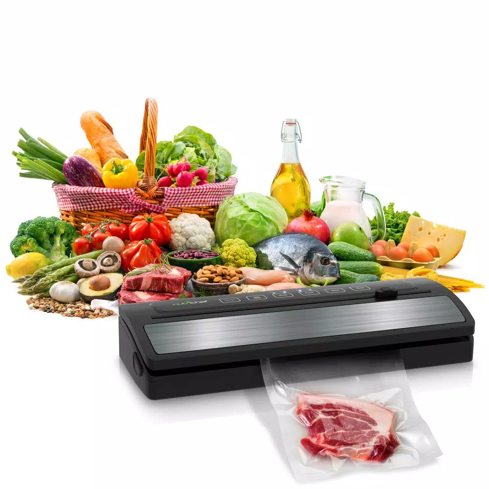 NutriChef White with Reusable Vacuum Food Bags Automatic Food Vacuum Sealer Electric Air Sealing Preserver System Food Processing NutriChef White With Reusable Vacuum Food Bags Automatic Food Vacuum Sealer Electric Air Sealing Preserver System -Costway Shop black nutrichef food vacuum sealers pkvs25bk 1f 1000
