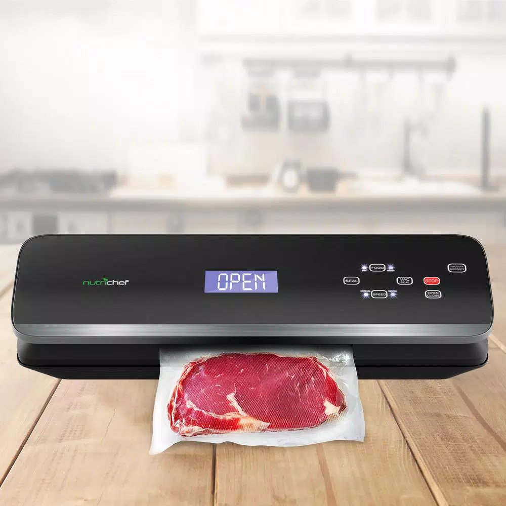NutriChef White with Soft Touch Digital Button Controls Food Vacuum Sealer Electric Air Sealing Preserver System Food Processing NutriChef White With Soft Touch Digital Button Controls Food Vacuum Sealer Electric Air Sealing Preserver System -Costway Shop black nutrichef food vacuum sealers pkvs40bk 1f 1000