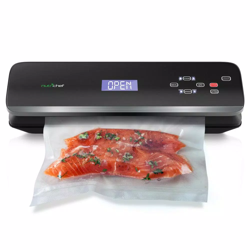 NutriChef White with Soft Touch Digital Button Controls Food Vacuum Sealer Electric Air Sealing Preserver System Food Processing NutriChef White With Soft Touch Digital Button Controls Food Vacuum Sealer Electric Air Sealing Preserver System -Costway Shop black nutrichef food vacuum sealers pkvs40bk 4f 1000