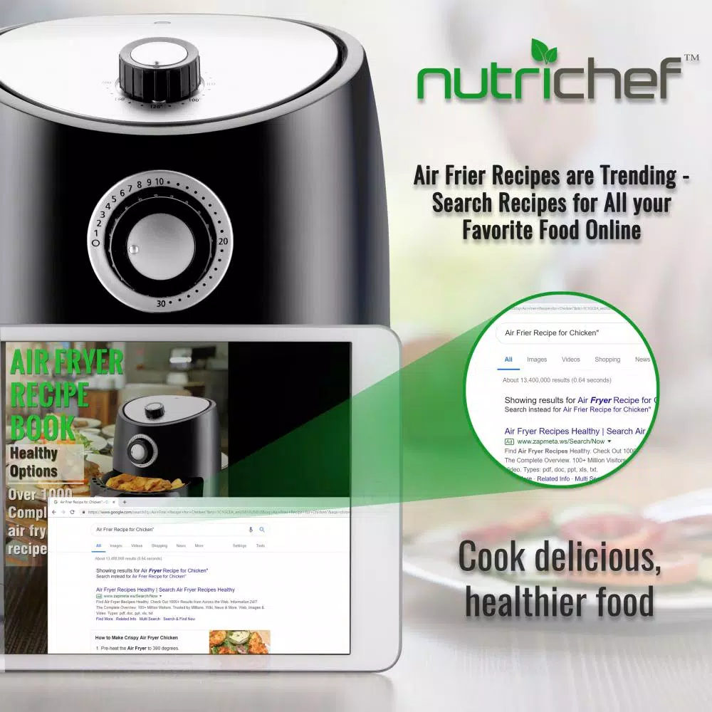 Toasters NutriChef Black Countertop Air Fryer Oven Cooker Healthy Kitchen Convection Air Fry Cooking 5 Toasters NutriChef Black Countertop Air Fryer Oven Cooker Healthy Kitchen Convection Air Fry Cooking - Image 3