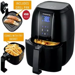 Air Fryers Ovente 3.2 Qt. Black Air Fryer Grill Pan And Non-Stick Frying Basket Auto Shut-Off 6 Cooking Presets Touch Sensor 8 Air Fryers Ovente 3.2 Qt. Black Air Fryer Grill Pan And Non-Stick Frying Basket Auto Shut-Off 6 Cooking Presets Touch Sensor -Costway Shop black ovente air fryers fad61302b 31 1000