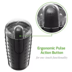 Coffee Makers Ovente 2.5 Oz. Black One-Touch Electric Coffee Grinder With Transparent Easy Open Lid And Stainless Steel Blades -Costway Shop black ovente coffee grinders cg225b 44 1000