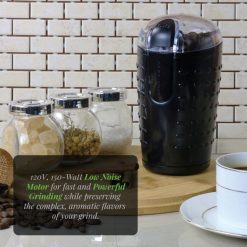 Coffee Makers Ovente 2.5 Oz. Black One-Touch Electric Coffee Grinder With Transparent Easy Open Lid And Stainless Steel Blades -Costway Shop black ovente coffee grinders cg225b d4 1000