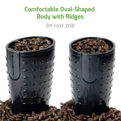 Coffee Makers Ovente 2.5 Oz. Black One-Touch Electric Coffee Grinder With Transparent Easy Open Lid And Stainless Steel Blades -Costway Shop black ovente coffee grinders cg225b fa 1000