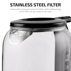 Electric Kettles Ovente 6.3-Cup Black Glass Electric Kettle With ProntoFill Technology – Fill Up With The Lid On 7 Electric Kettles Ovente 6.3-Cup Black Glass Electric Kettle With ProntoFill Technology – Fill Up With The Lid On -Costway Shop black ovente electric kettles kg516b 1f 1000