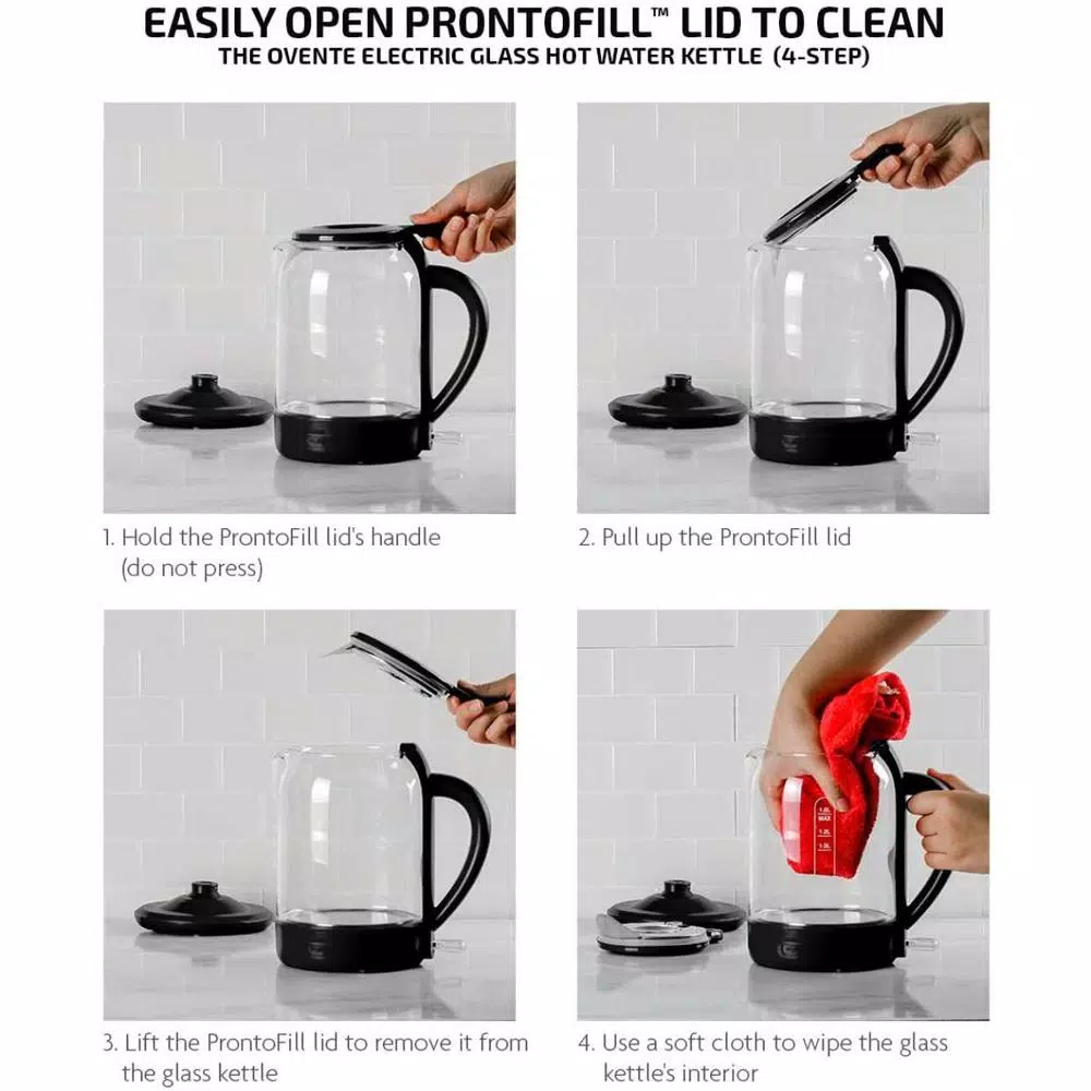 Ovente 6.3-Cup Black Glass Electric Kettle with ProntoFill Technology – Fill Up with the Lid On Electric Kettles Ovente 6.3-Cup Black Glass Electric Kettle With ProntoFill Technology – Fill Up With The Lid On -Costway Shop black ovente electric kettles kg516b e1 1000