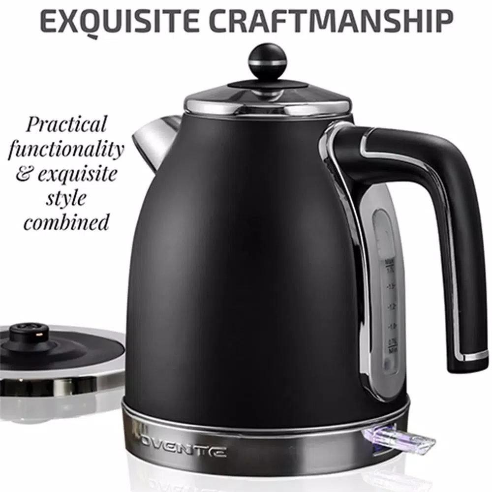 Electric Kettles Ovente 7.2-Cup Black Stainless Steel Electric Kettle With Removable Filter, Boil Dry Protection And Auto Shut Off Features 5 Electric Kettles Ovente 7.2-Cup Black Stainless Steel Electric Kettle With Removable Filter, Boil Dry Protection And Auto Shut Off Features - Image 3