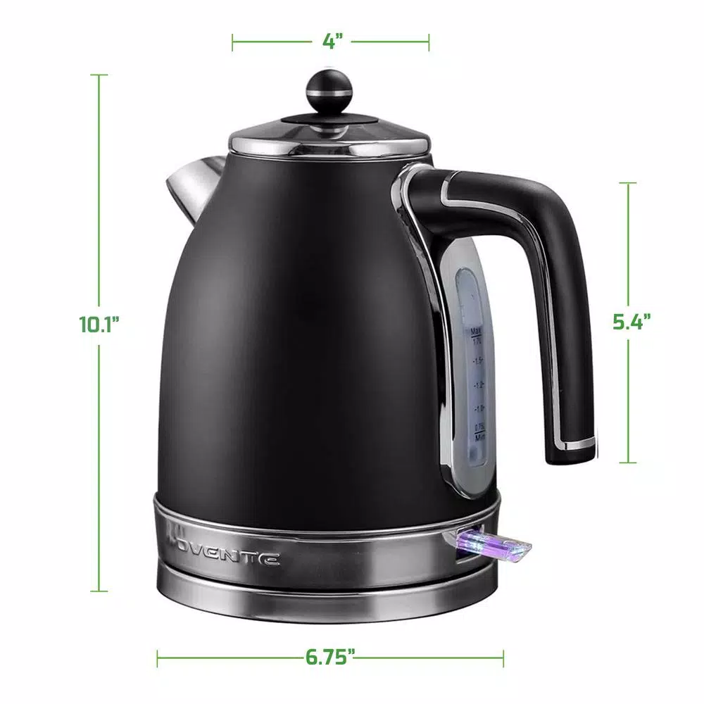 Electric Kettles Ovente 7.2-Cup Black Stainless Steel Electric Kettle With Removable Filter, Boil Dry Protection And Auto Shut Off Features 8 Electric Kettles Ovente 7.2-Cup Black Stainless Steel Electric Kettle With Removable Filter, Boil Dry Protection And Auto Shut Off Features - Image 6