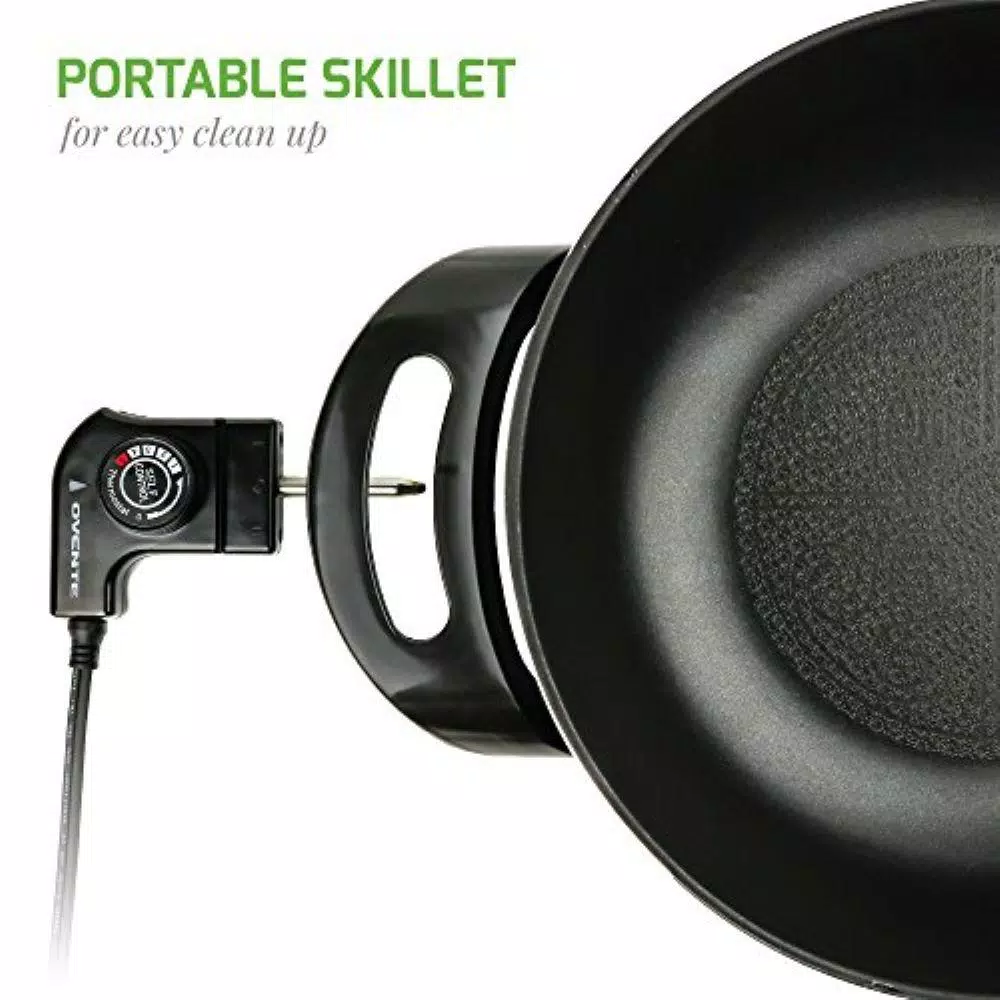 Electric Skillets & Indoor Grills Ovente 13 In. Black Non-Stick Electric Skillet With Aluminum Body Adjustable Temperature Controller Tempered Glass Cover - Image 5