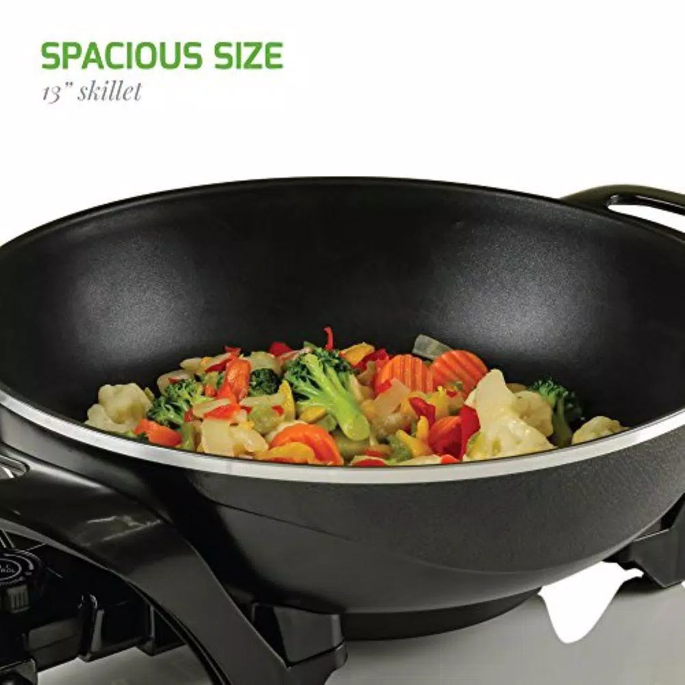 Electric Skillets & Indoor Grills Ovente 13 In. Black Non-Stick Electric Skillet With Aluminum Body Adjustable Temperature Controller Tempered Glass Cover - Image 9