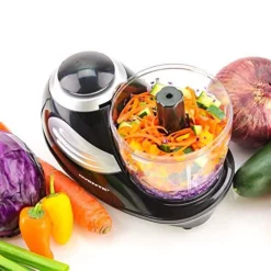 Food Processing Ovente 1.5-Cup Single Speed Black Mini Food Processor Chopping Blade, Mixer, Shredding/Slicing Disc -Costway Shop black ovente food processors pf1007b 1f 1000