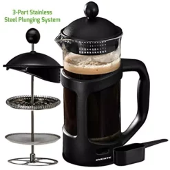 Coffee Makers Ovente 4-Cup Black French Press Cafetiere Heat-Resistant Borosilicate Glass Coffee And Tea Maker FREE Measuring Scoop -Costway Shop black ovente french presses fpt34b 31 1000