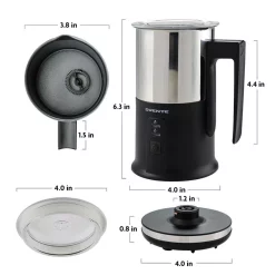 Coffee Makers Ovente 8.1 Oz. Black Stainless Steel Electric Milk Frother 3 In 1-Warming, Heating And Frothing, See Through Lid -Costway Shop black ovente milk frothers fr1208b 44 1000