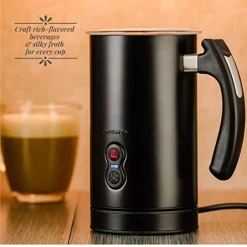 Coffee Makers Ovente 8 Oz. Black Automatic Electric Milk Frother And Steamer Hot Or Cold Froth Functionality Foam Maker And Warmer -Costway Shop black ovente milk frothers fr3608b 31 1000