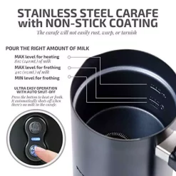 Coffee Makers Ovente 8 Oz. Black Automatic Electric Milk Frother And Steamer Hot Or Cold Froth Functionality Foam Maker And Warmer -Costway Shop black ovente milk frothers fr3608b 4f 1000