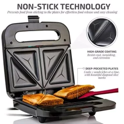 Electric Skillets & Indoor Grills Ovente 2-Slice Electric Sandwich Maker Non Stick Grill, Black (GPS401B) -Costway Shop black ovente panini presses gps401b 1f 1000