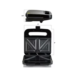 Electric Skillets & Indoor Grills Ovente 2-Slice Electric Sandwich Maker Non Stick Grill, Black (GPS401B) -Costway Shop black ovente panini presses gps401b 44 1000