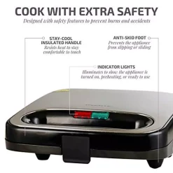 Electric Skillets & Indoor Grills Ovente 2-Slice Electric Sandwich Maker Non Stick Grill, Black (GPS401B) -Costway Shop black ovente panini presses gps401b 4f 1000