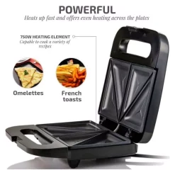 Electric Skillets & Indoor Grills Ovente 2-Slice Electric Sandwich Maker Non Stick Grill, Black (GPS401B) -Costway Shop black ovente panini presses gps401b c3 1000