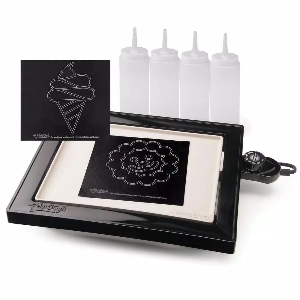 Presto 112.5 sq. in. Black Non-Stick PanGogh Electric Griddle Pancake Art Kit Electric Skillets & Indoor Grills Presto 112.5 Sq. In. Black Non-Stick PanGogh Electric Griddle Pancake Art Kit -Costway Shop black presto electric griddles 07080 1f 1000