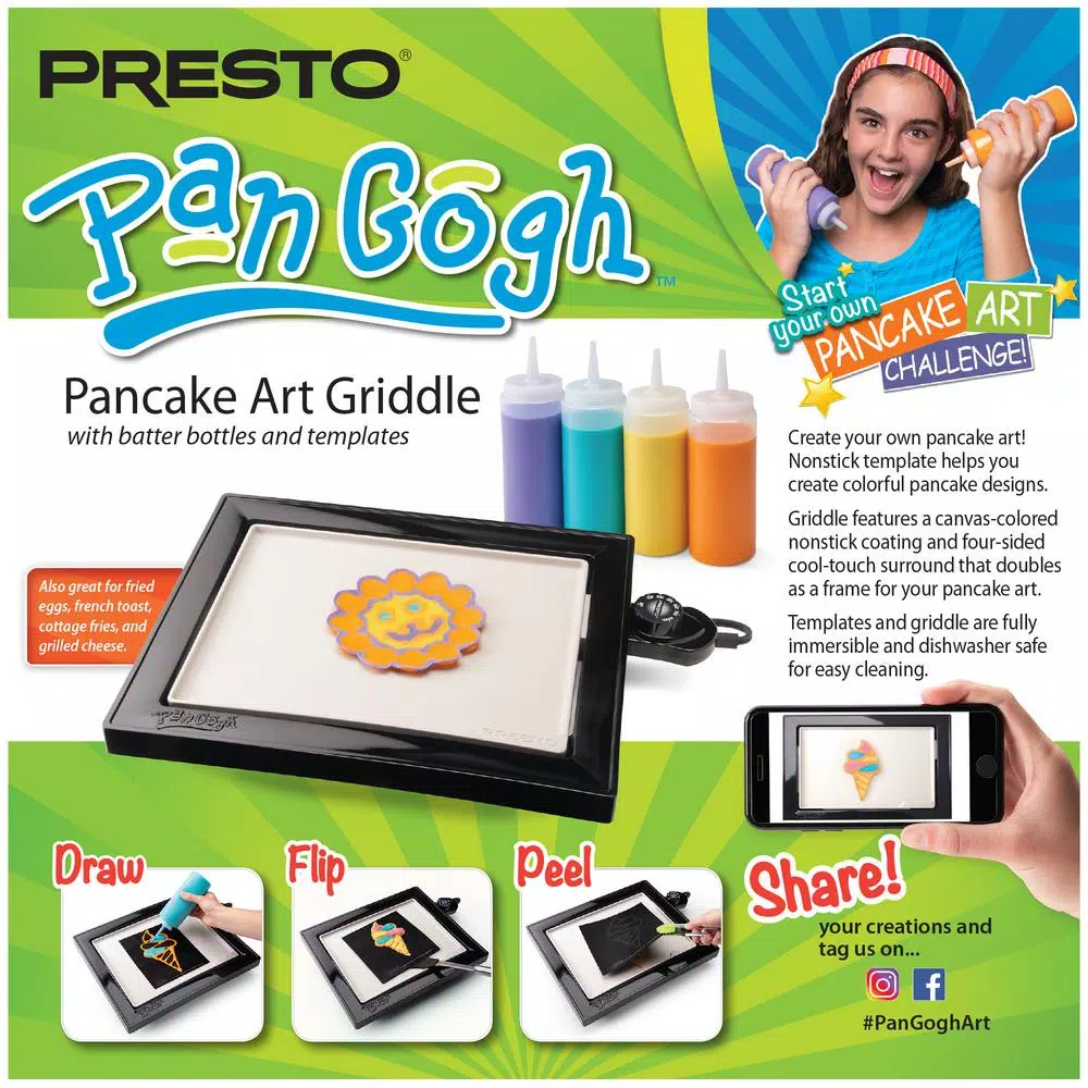 Presto 112.5 sq. in. Black Non-Stick PanGogh Electric Griddle Pancake Art Kit Electric Skillets & Indoor Grills Presto 112.5 Sq. In. Black Non-Stick PanGogh Electric Griddle Pancake Art Kit -Costway Shop black presto electric griddles 07080 66 1000