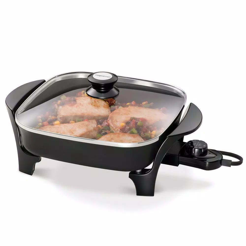 Presto 121 sq. in. Black Non-Stick Electric Skillet with Lid Electric Skillets & Indoor Grills Presto 121 Sq. In. Black Non-Stick Electric Skillet With Lid -Costway Shop black presto electric skillets 06626 c3 1000