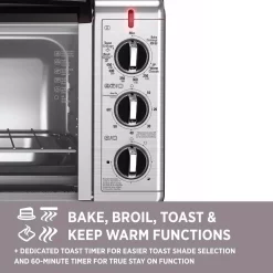 Toasters BLACK+DECKER 1500 W 6-Slice Black And Silver Convection Toaster Oven 17 Toasters BLACK+DECKER 1500 W 6-Slice Black And Silver Convection Toaster Oven -Costway Shop black silver black decker toaster ovens to3230sbd 76 1000