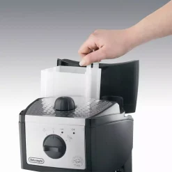 Coffee Makers DeLonghi EC155 15-Bar Black And Silver Espresso Machine And Cappuccino Maker -Costway Shop black silver delonghi espresso machines ec155 4f 1000