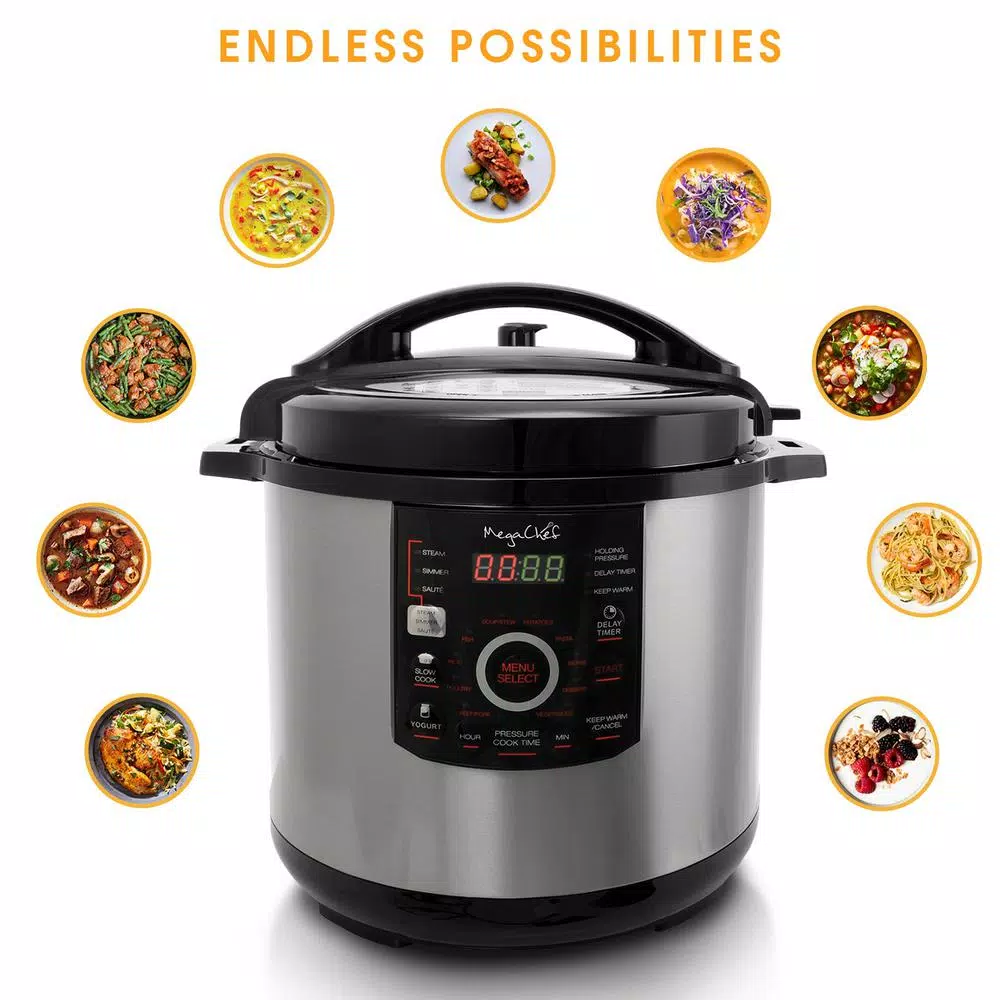 Cookers MegaChef 12 Qt. Black And Silver Electric Pressure Cooker With Automatic Shut-Off And Keep Warm Setting 5 Cookers MegaChef 12 Qt. Black And Silver Electric Pressure Cooker With Automatic Shut-Off And Keep Warm Setting - Image 3