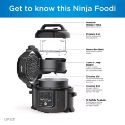 Cookers NINJA Foodi 6.5 Qt. Black Stainless Electric Pressure Cooker With Tender Crisp Technology 7 Cookers NINJA Foodi 6.5 Qt. Black Stainless Electric Pressure Cooker With Tender Crisp Technology -Costway Shop black stainless ninja electric pressure cookers op301 44 1000