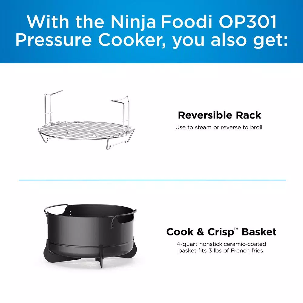 NINJA Foodi 6.5 Qt. Black Stainless Electric Pressure Cooker with Tender Crisp Technology Cookers NINJA Foodi 6.5 Qt. Black Stainless Electric Pressure Cooker With Tender Crisp Technology -Costway Shop black stainless ninja electric pressure cookers op301 4f 1000
