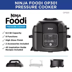 Cookers NINJA Foodi 6.5 Qt. Black Stainless Electric Pressure Cooker With Tender Crisp Technology 4 Cookers NINJA Foodi 6.5 Qt. Black Stainless Electric Pressure Cooker With Tender Crisp Technology -Costway Shop black stainless ninja electric pressure cookers op301 c3 1000