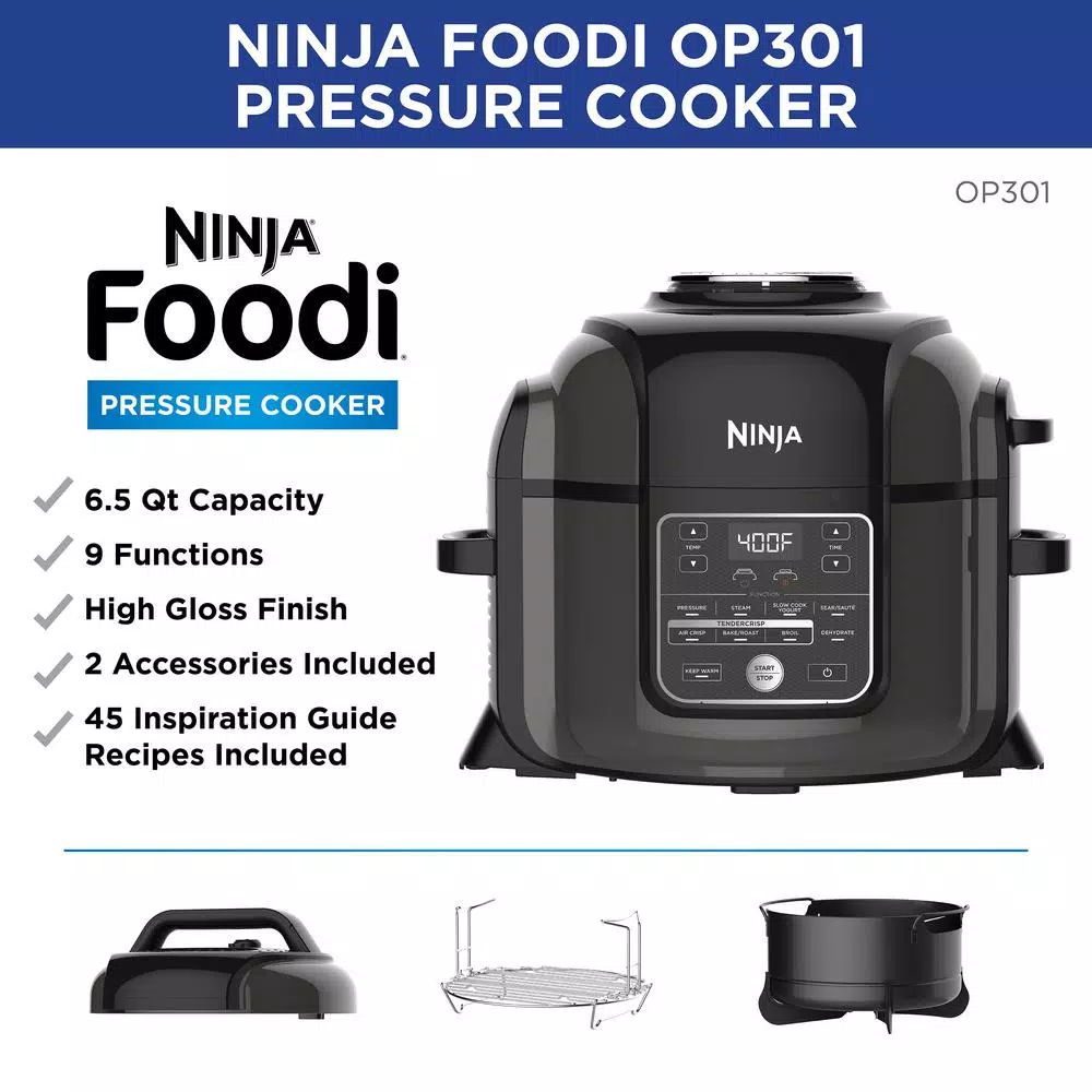 NINJA Foodi 6.5 Qt. Black Stainless Electric Pressure Cooker with Tender Crisp Technology Cookers NINJA Foodi 6.5 Qt. Black Stainless Electric Pressure Cooker With Tender Crisp Technology -Costway Shop black stainless ninja electric pressure cookers op301 c3 1000