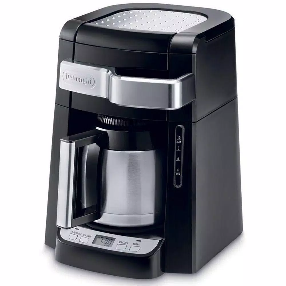 DeLonghi 10-Cup Black Stainless Steel Drip Coffee Maker with Thermal Carafe Coffee Makers DeLonghi 10-Cup Black Stainless Steel Drip Coffee Maker With Thermal Carafe -Costway Shop black stainless steel delonghi drip coffee makers dcf2210ttc 64 1000