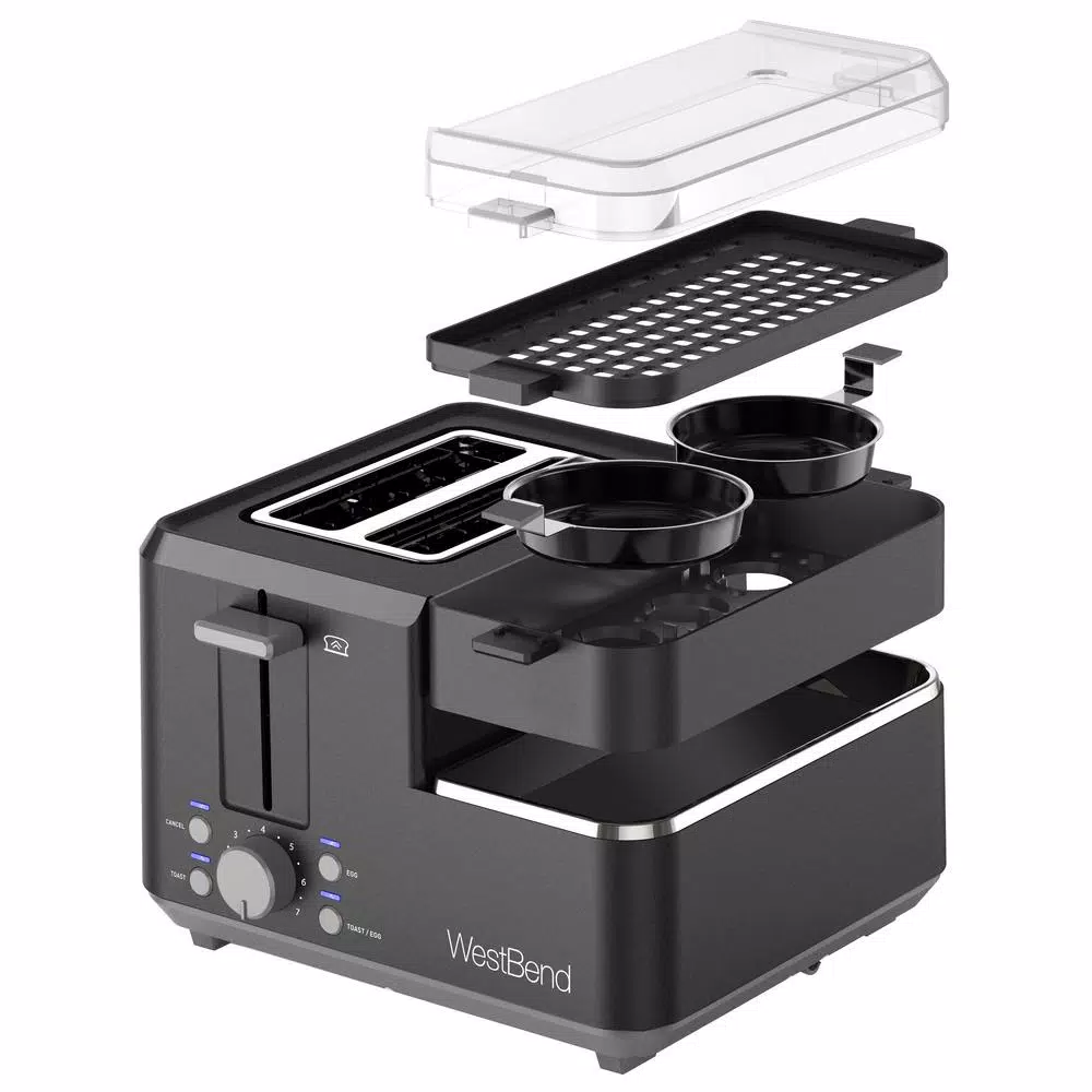 West Bend Breakfast Station 2-Slice Black Wide Slot Toaster with Removable Crumb Tray Toasters West Bend Breakfast Station 2-Slice Black Wide Slot Toaster With Removable Crumb Tray -Costway Shop black west bend pop up toasters 78500 44 1000