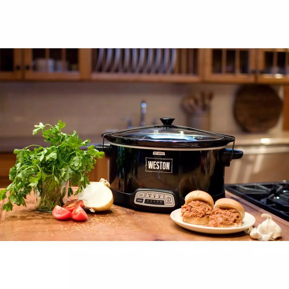 Weston 7 Qt. Programmable Black Slow Cooker with Locking Lid Cookers Weston 7 Qt. Programmable Black Slow Cooker With Locking Lid -Costway Shop black weston slow cookers 03 2300 w 31 1000