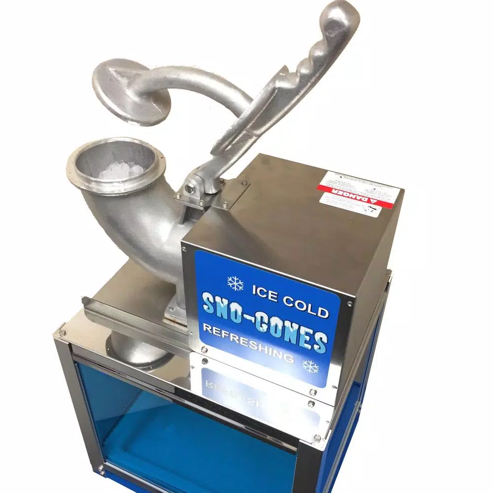 Dessert Makers Paragon Arctic Blast 8000 Oz. Blue Stainless Steel Countertop Snow Cone Machine 7 Dessert Makers Paragon Arctic Blast 8000 Oz. Blue Stainless Steel Countertop Snow Cone Machine - Image 5