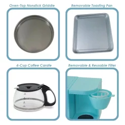 Toasters Elite 500 W 2 Slice Blue Toaster Oven With Coffee Maker And Griddle -Costway Shop blue elite toaster ovens ebk 200blffp 4f 1000