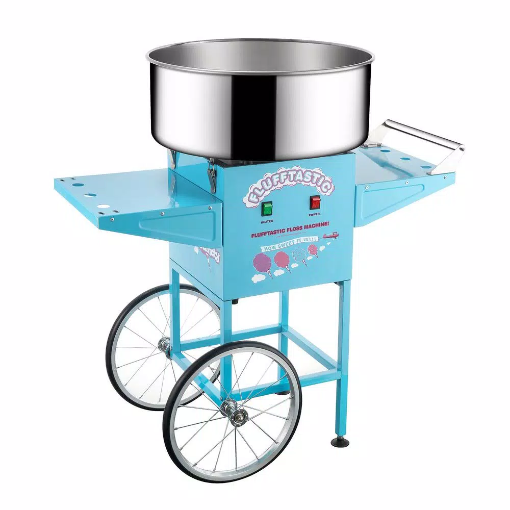 Great Northern Blue Cotton Candy Machine and Cart- Flufftastic Floss Maker- Stainless Steel Pan, 2 Side Trays & 13 in. Wheels Dessert Makers Great Northern Blue Cotton Candy Machine And Cart- Flufftastic Floss Maker- Stainless Steel Pan, 2 Side Trays & 13 In. Wheels -Costway Shop blue great northern cotton candy machines 822493cgk 64 1000