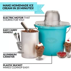 Dessert Makers Nostalgia 4 Qt. Electric Ice Cream Maker With Easy-Carry Handle -Costway Shop blue nostalgia ice cream makers picm4bg 44 1000