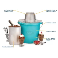 Dessert Makers Nostalgia 4 Qt. Electric Ice Cream Maker With Easy-Carry Handle -Costway Shop blue nostalgia ice cream makers picm4bg 76 1000