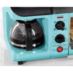Toasters Nostalgia Retro Breakfast Center 1500 W 4-Slice Blue Toaster Oven With Built-In Timer 4 Toasters Nostalgia Retro Breakfast Center 1500 W 4-Slice Blue Toaster Oven With Built-In Timer -Costway Shop blue nostalgia toaster ovens bset300blue 4f 1000