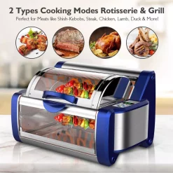 Toasters NutriChef White Digital Countertop Rotisserie & Grill Oven Rotating Kitchen Cooker In Blue -Costway Shop blue nutrichef toaster ovens pkrtvg65bl 1f 1000
