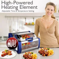 Toasters NutriChef White Digital Countertop Rotisserie & Grill Oven Rotating Kitchen Cooker In Blue -Costway Shop blue nutrichef toaster ovens pkrtvg65bl 44 1000