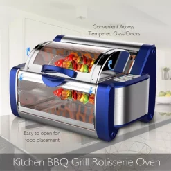 Toasters NutriChef White Digital Countertop Rotisserie & Grill Oven Rotating Kitchen Cooker In Blue -Costway Shop blue nutrichef toaster ovens pkrtvg65bl c3 1000