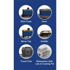 Cookers West Bend 5 Qt. Blue Non-Stick Versatility Slow Cooker With 5-Temperature Settings Includes Travel Lid And Thermal Tote -Costway Shop blue west bend slow cookers 87905b 44 1000