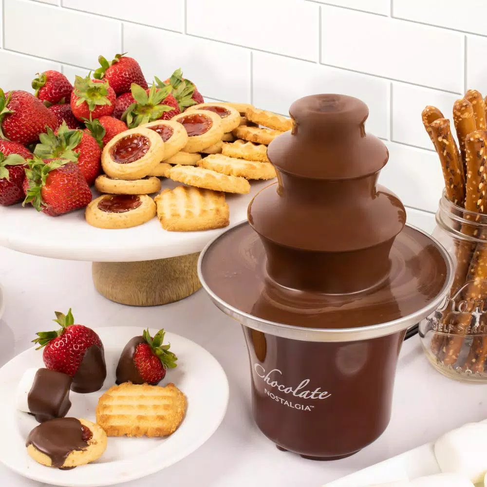 Dessert Makers Nostalgia 3-Tier 0.5 Lbs. Brown Chocolate Fondue Fountain 5 Dessert Makers Nostalgia 3-Tier 0.5 Lbs. Brown Chocolate Fondue Fountain - Image 3