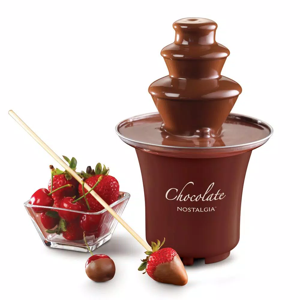 Dessert Makers Nostalgia 3-Tier 0.5 Lbs. Brown Chocolate Fondue Fountain 4 Dessert Makers Nostalgia 3-Tier 0.5 Lbs. Brown Chocolate Fondue Fountain - Image 2