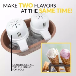 Dessert Makers Nostalgia 4 Qt. Brown Double Flavor Ice Cream Maker -Costway Shop brown nostalgia ice cream makers picm2dbl fa 1000