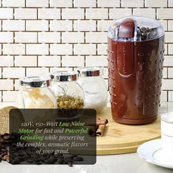 Coffee Makers Ovente 2.5 Oz. Brown One-Touch Electric Coffee Grinder With Transparent Easy Open Lid And Stainless Steel Blades 21 Coffee Makers Ovente 2.5 Oz. Brown One-Touch Electric Coffee Grinder With Transparent Easy Open Lid And Stainless Steel Blades -Costway Shop brown ovente coffee grinders cg225br 31 1000